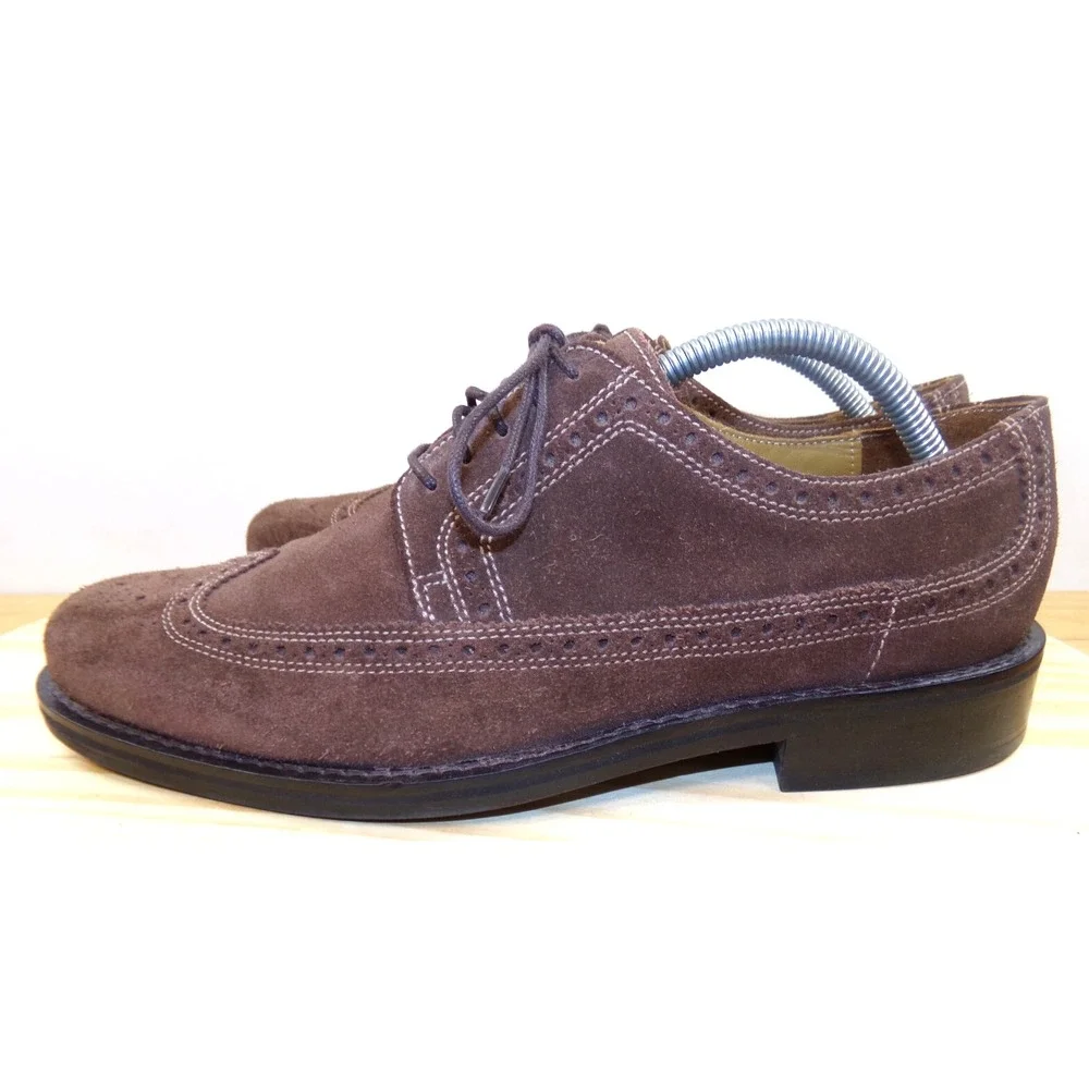 Cole Haan Air Wingtips Mens Brown Suede Size 9.5 Lace Up Oxfords Dress Shoes Vtg